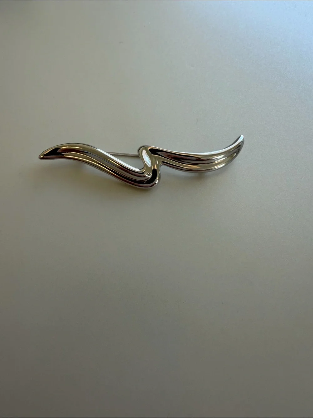 Vintage Signed Napier Silver Tone Swirl 3”Brooch Elegant